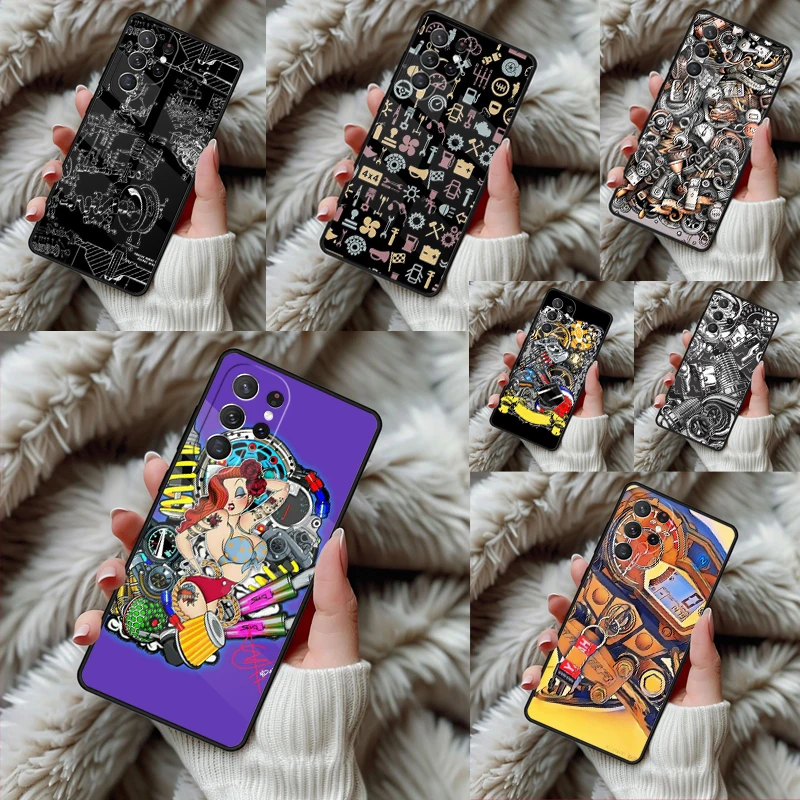 Automobile Spare Parts Car Engine Phone Case For Samsung Galaxy S24 S25 S26 Ultra S22 S23 Plus S21 S20 FE Note10 TPU Cover