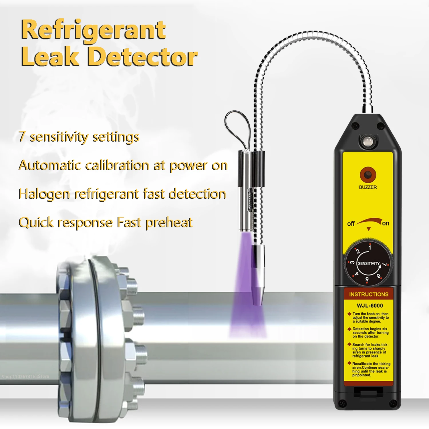 Refrigerant Freon Leak Detector  Halogen Gas Air Monitor for HFCs CFCs CFCs Halogen R134a R410a R22a Air Condition HVAC