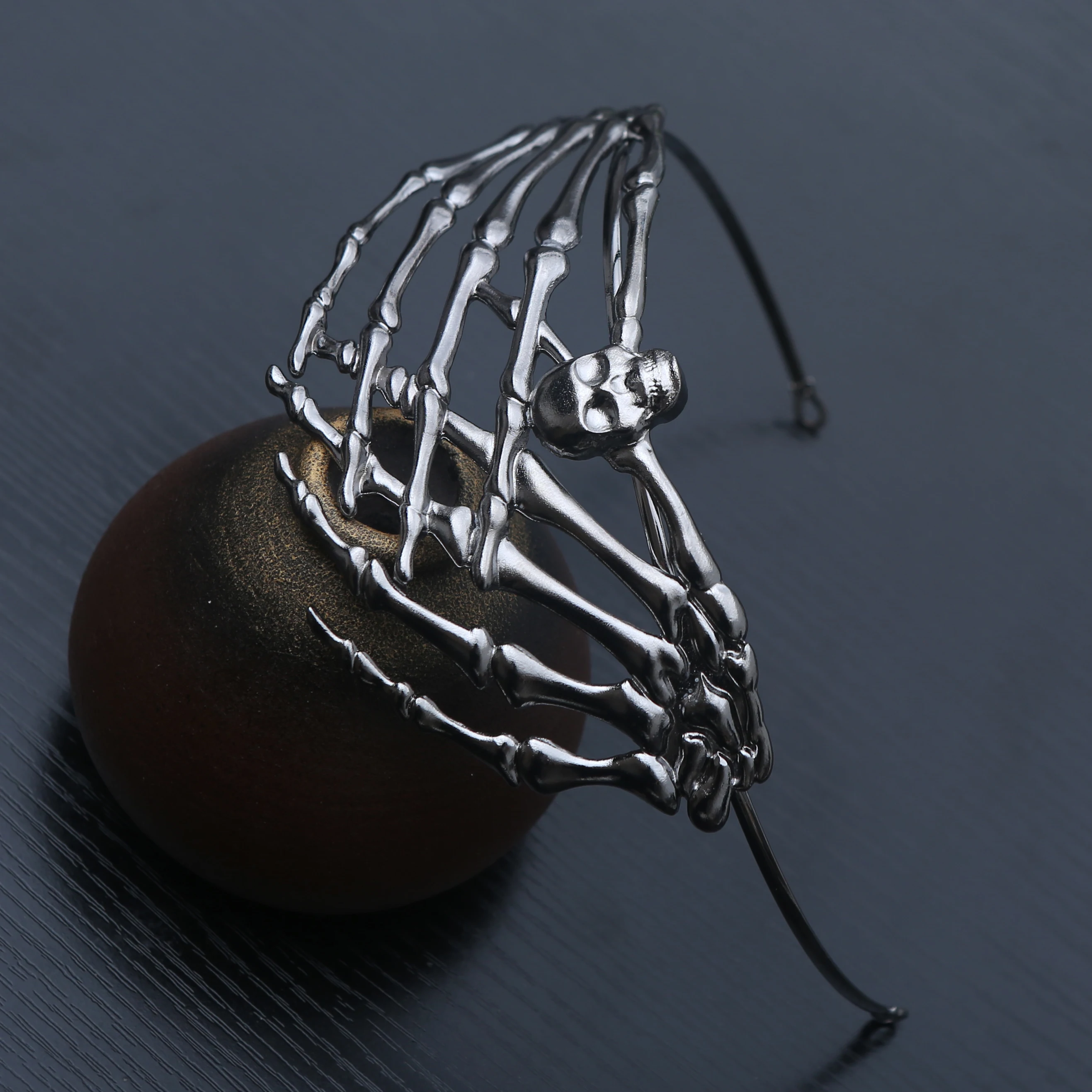 قطعة واحدة من غطاء الرأس على شكل جمجمة بتصميم شخصي لحفلات الهالوين، إكسسوارات ملابس للجنسين، تاج من سبيكة #3