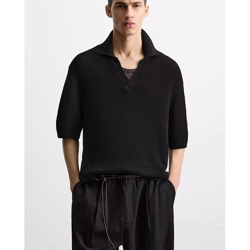 

Новая летняя мужская трикотажная облегающая футболка из смеси хлопка с прямыми штанинами irt ort Sve Faionable Youth Casual V-Ne