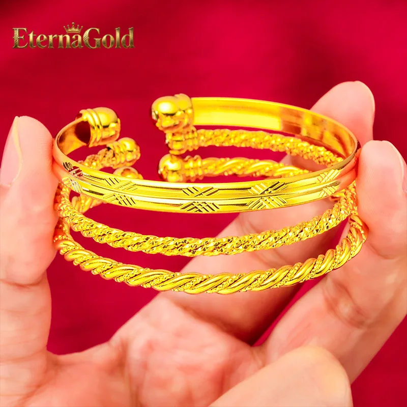 

EternaGold 24K Gold Open Beaded Bangle | AU999 Pure Gold, round beads linked, adjustable open design, graceful for daily wear