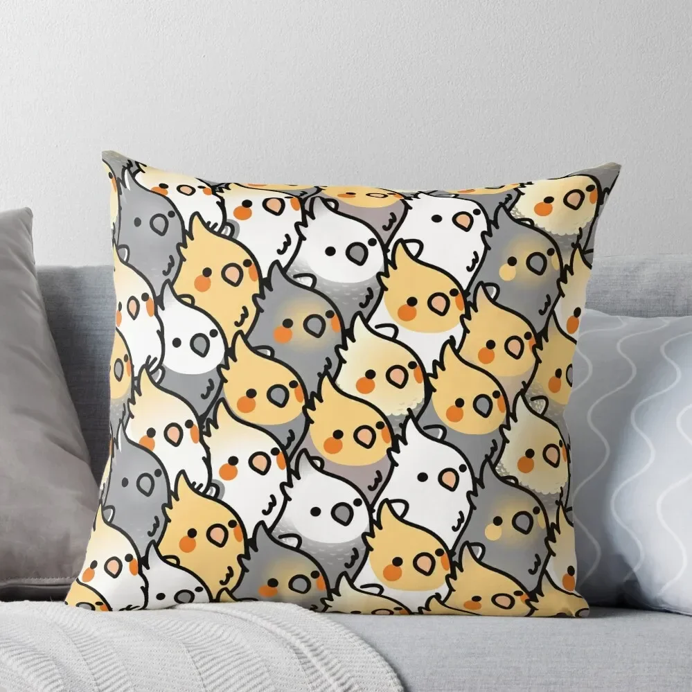 Chubby Cockatiel Party Throw Pillow Room decorating items anime girl Pillow