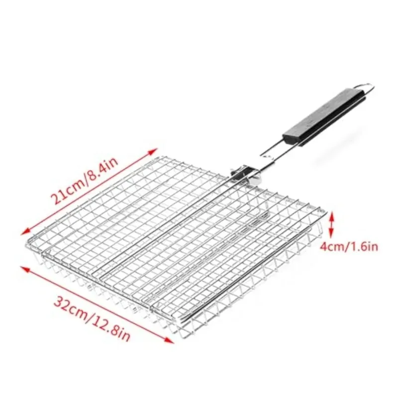 Portable  Metal iron Folding Grill Basket BBQ Grill Basket With Handle for Fish Vegetables Shrimp Cook Accessories Outdoor image 5