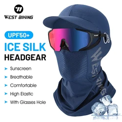 WEST BIKING Men's Hat Summer Anti-UV Bike Helmet Full Face Mask Motorcycle Balaclava Ice Silk Breathable Dustproof Cycling Cap