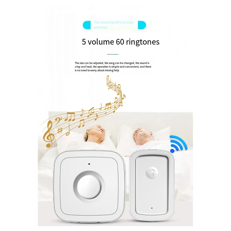 Call Button Pager Pager Wireless 5 Gear Wireless Door Bells 300M For /Elderly/Patient/Disabled/Pregnant Woman