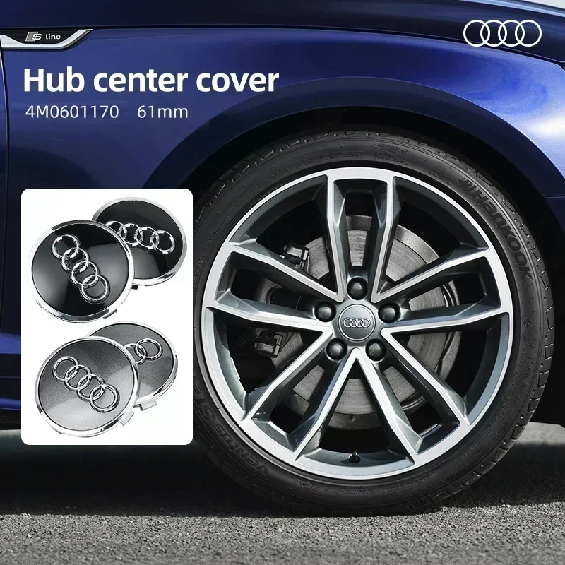 

4pcs Black Gray 61mm For Audi A3 A4 A5 A6 A7 A8 S4 S6 Accessories Car Styling Wheel Center Cap Emblem Hub Covers Badge 4M0601170