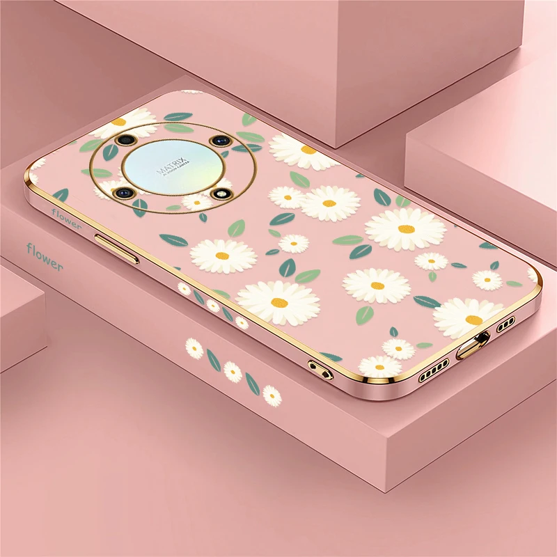 Custodia per telefono in TPU placcatura antiurto per Huawei Honor X9B X40 X7A X7B X8 4G 5G X8B X50i X20 X6A X7 Cover con stampa floreale floreale floreale