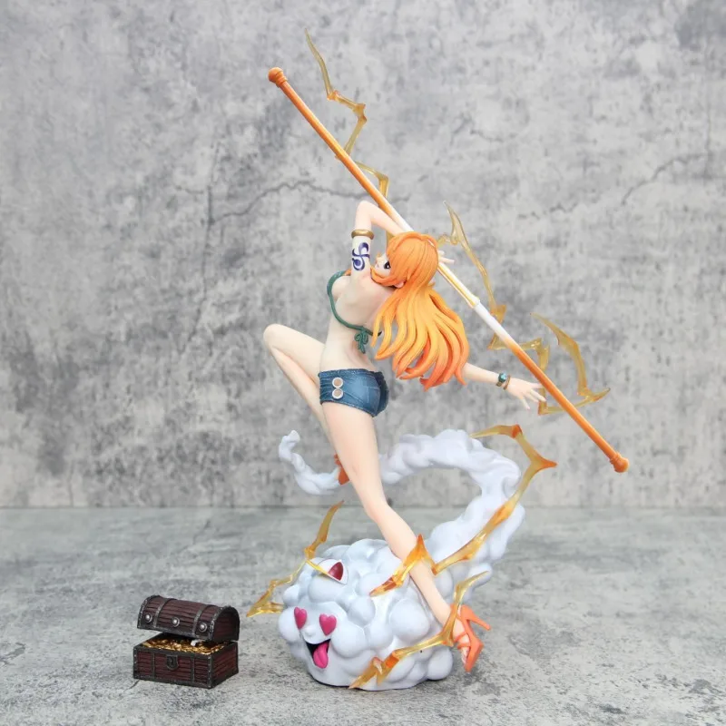 One Piece Nami Figure IU Popmax Resonance Series Zeus Weather Stick Shorts Nami Model Collection Doll Table Ornament Toy Gift