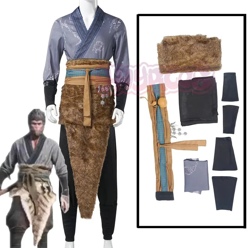 

Black Myth Wukong Cosplay Costume Uniform Apron Mask Prop Set Halloween Party Stage Outfit for Man The Destined One Cosplay Game