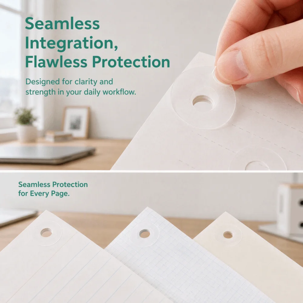 200Pcs Clear Hole Reinforcement Stickers Round 8mm Inner Diameter Loose Leaf Hole Reinforcers Prevent Paper Tear