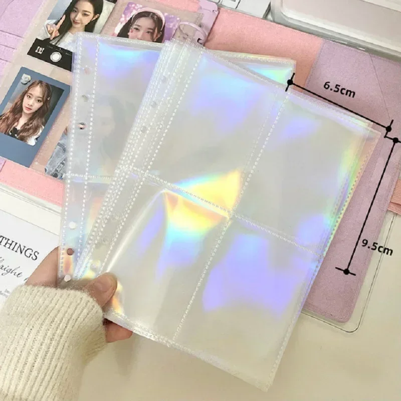 10pcs Laser 3inch 5inch Photo Album Photocards Holder A5 Binder Refill Pockets Sleeves Diary Album Inner Sleeves