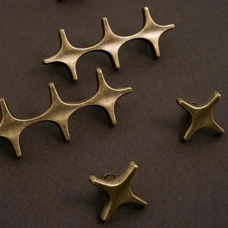 Nordic Vintage Bronze Solid Brass Cabinet Knobs Cupboard T Bar Handles for Furniture / Cross Shaped Design Handle
