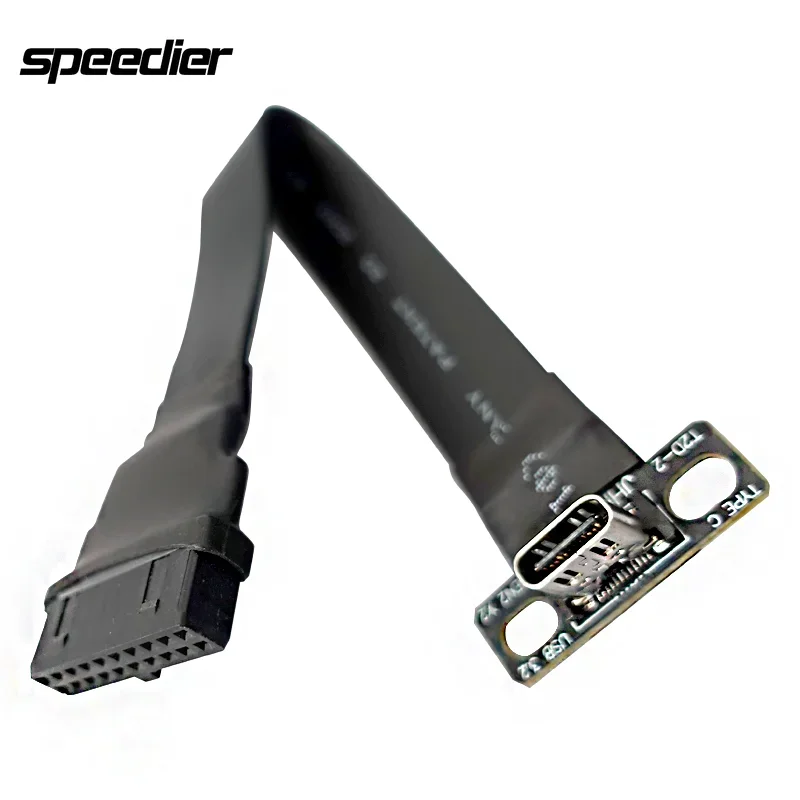 

USB 20PIN To Type C Extension Adapter Cable USB 3.0 19PIN Chassis Front Panel Flat Shielded