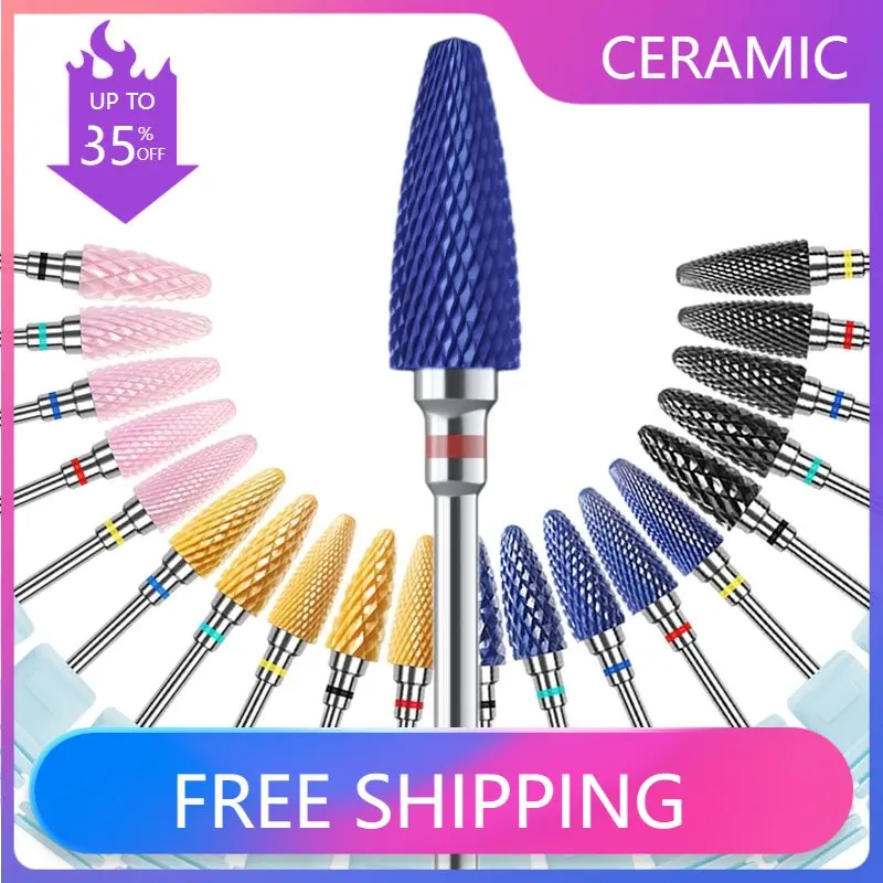 

3/32" Ceramic Nail Drill Bits Rotary Burr Milling Cutter Cone Shape for Electric Nail File Nail Art Tools for Professionals