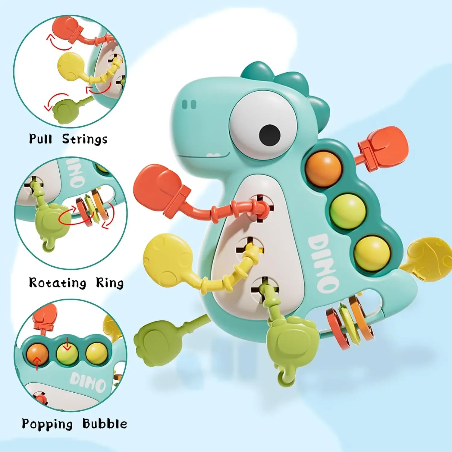 Montessori Toys for Children Dinosaur Pull String For Infant Sensory Teething Gifts For Toddlers Boys And Girls