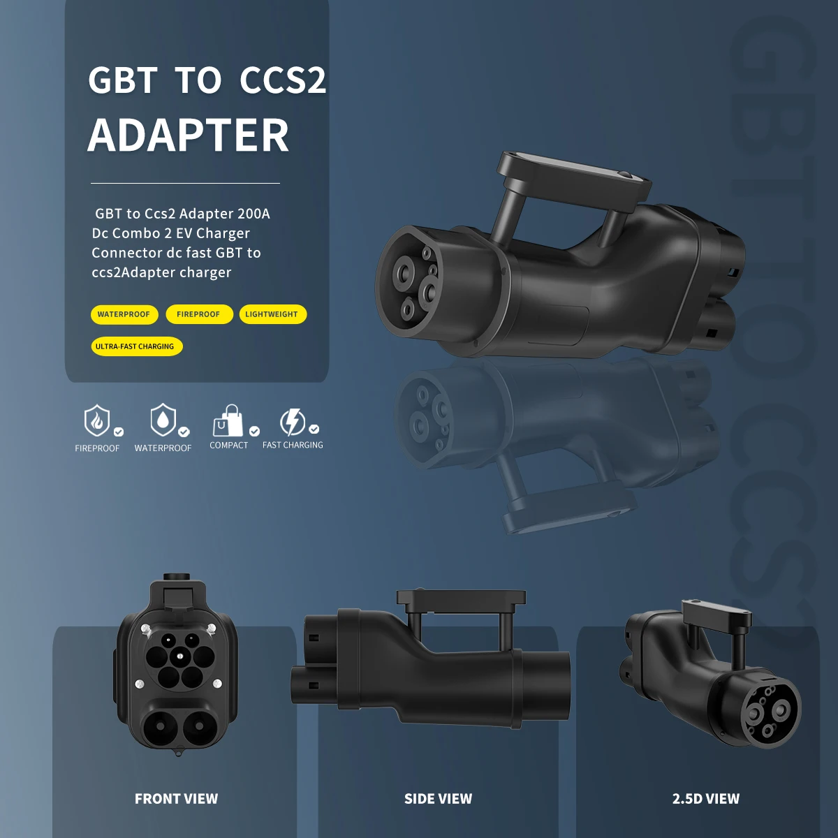 

Evse Charging Connector DC Ev Charger Adapter 250A GBT To CCS2 Adapter GB/T Charging Pile Charging Tesla Model X Y Fast Charging