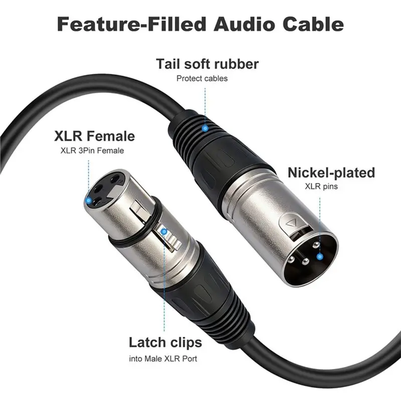 ABUO 3 Pin XLR 1 Male to 4 Female Y Splitter Audio Cable Microphone Input Splitter 0.6m Parallel Connection
