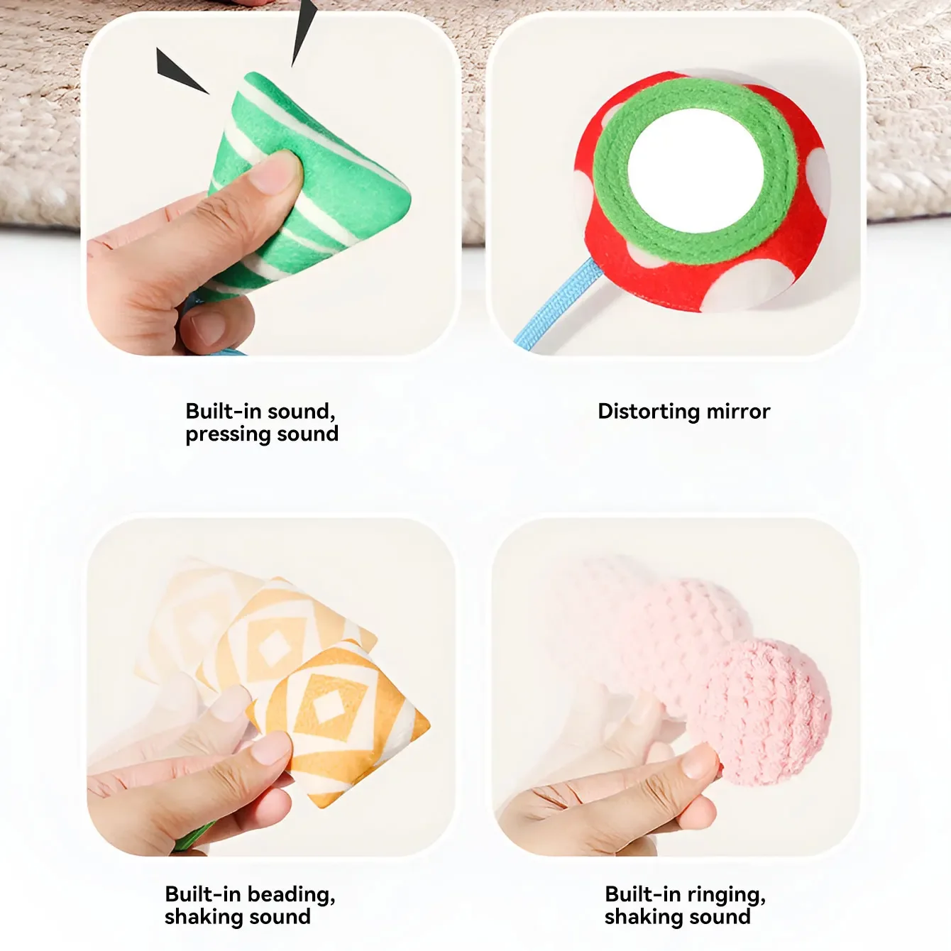 ベッド吊り下げ式ひも飾りおもちゃベッドベルペンダント、噛むことができるひも飾り漫画ペンダント