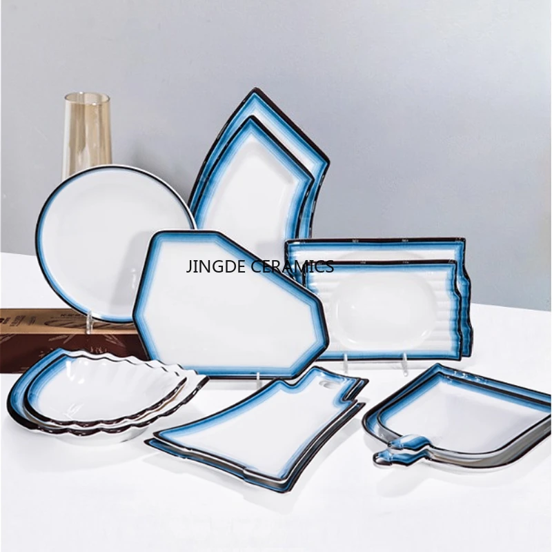 1pc Melamine Dish, Japanese Style Hotel Restaurant Plates, Alien Tableware, Irregular Melamine Cold Dish, Kitchen Utensils
