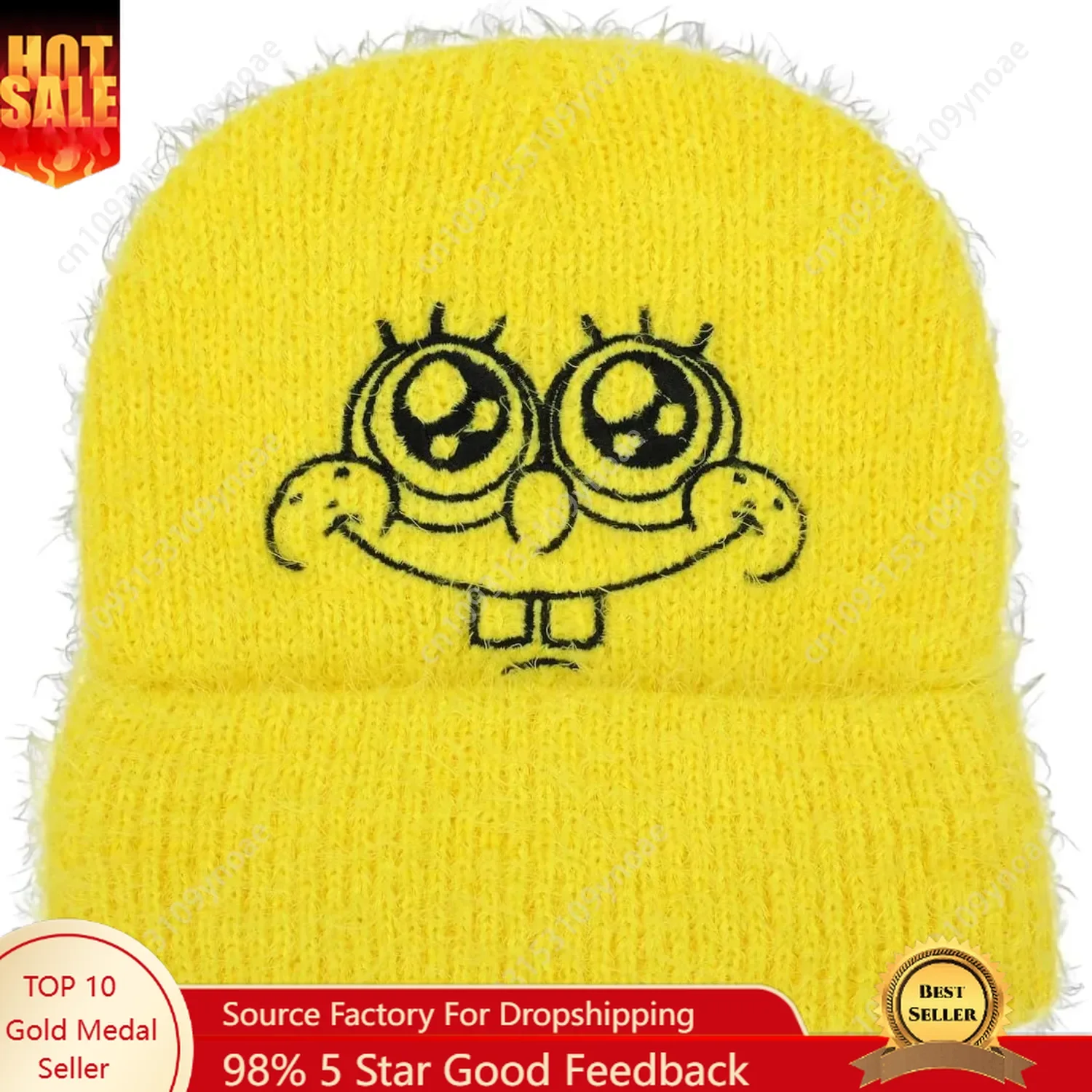 Yellow Cartoon Anime Beanie Hatrs Knit Cap Warm Winter Hat Cute Ski Caps Character Men Women Adult Soft Comfortable Fun Fan Gift