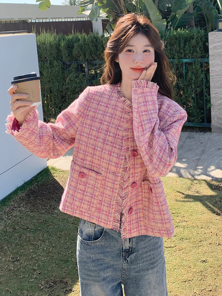 

Модная элегантная розовая куртка для женщин, корейское профессиональное милое свободное пальто, женские короткие топы в повседневном стиле, верхняя одежда Mujer, весна