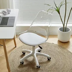 Transparent Computer Chair Rotary Wheel Lifting Family Makeup Chair Simple Small Space Office Chair Study Chair Leisure Chair