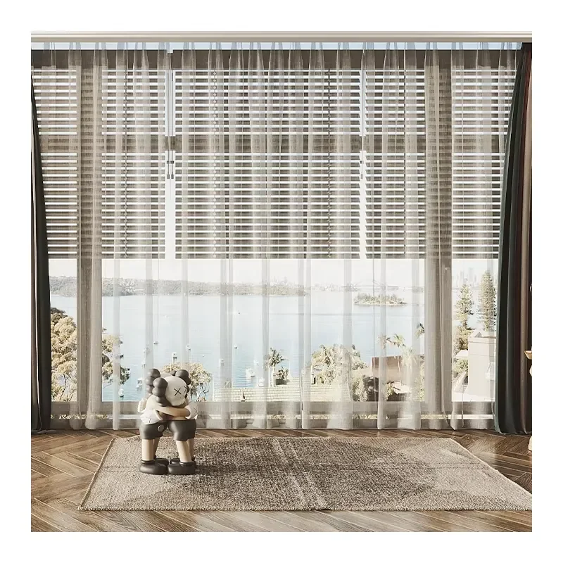 Sleek Design Integral Venetian in Glass Motorized Built-In Louvered Aluminum Wide Window Blinds and Shades