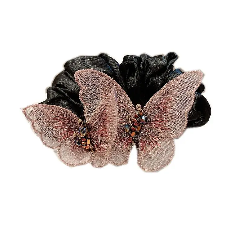 

Yy Butterfly Embroidery Elegant Hair Band Lady Temperamental Rubber Band Handmade Hair Rope