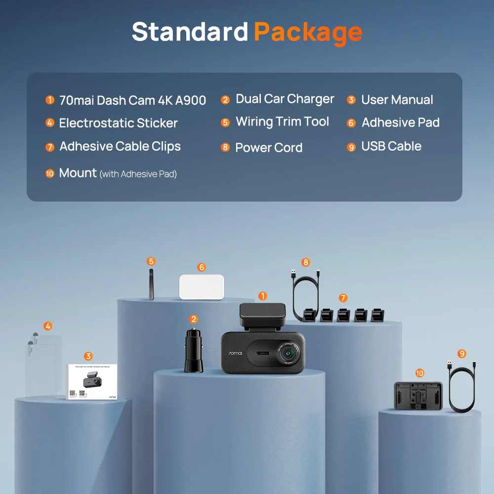 【Polen Lager】70mai A900 Dashcam Vorne 4K+Hinten 4K Dual HDR f/1.55 Nachtsicht Superkondensator GPS Sprachsteuerung Max. 512GB Speicher 4G LTE – Detail 12