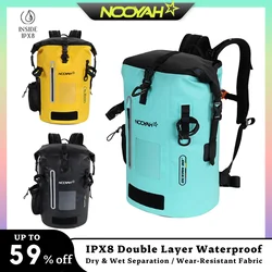 NOOYAH ドライバッグ防水バックパック IPX8 ロールトップ閉鎖プロフェッショナル防水バッグ釣りパック二層アウトドアリュックサック