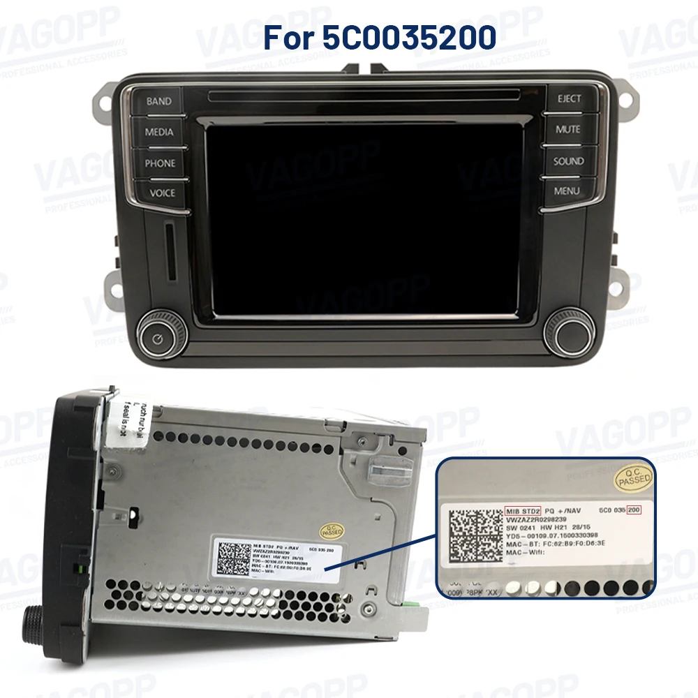 Pantalla táctil de 6,5 pulgadas para VW MIB 682C/D/E/F/G, Radio MIB 200B/H/M/D, reproductor de navegación LCD STD2 PQ, configuración de NAV, nuevo