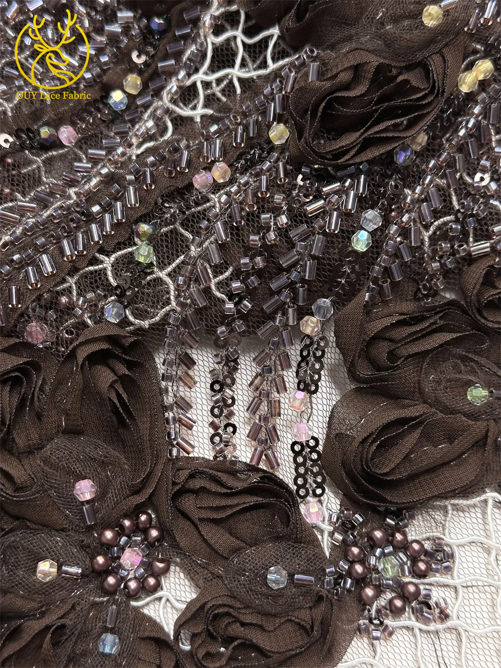 Eleganter, modischer 3D-Spitzenstoff im afrikanischen Stil 2026, hochwertiger französischer nigerianischer Spitzenstoff mit Perlen und Pailletten für Party- und Abendkleider – Detail 21