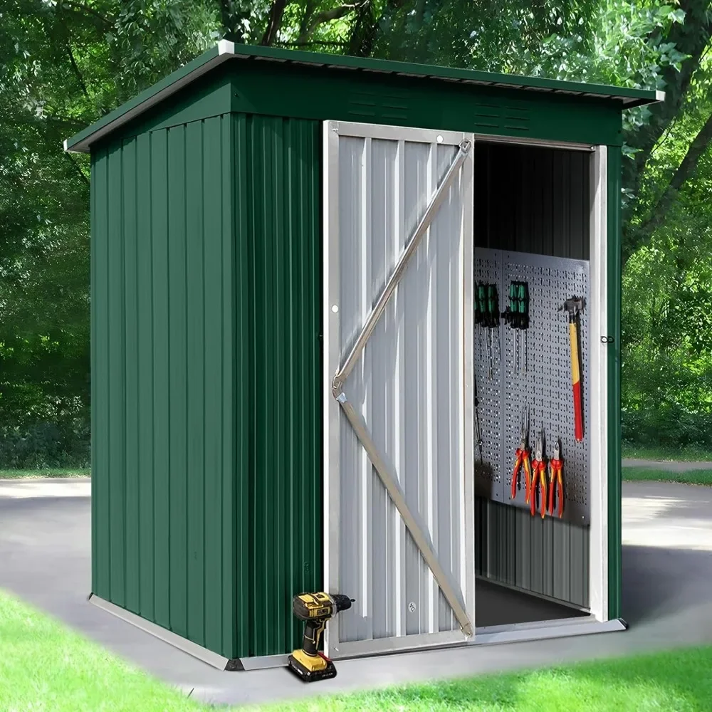 

Upgraded 5' × 3.2' Metal Outdoor Storage Shed with Door & Lock, Waterproof Garden Storage Tool Shed for Backyard Patio,Natural