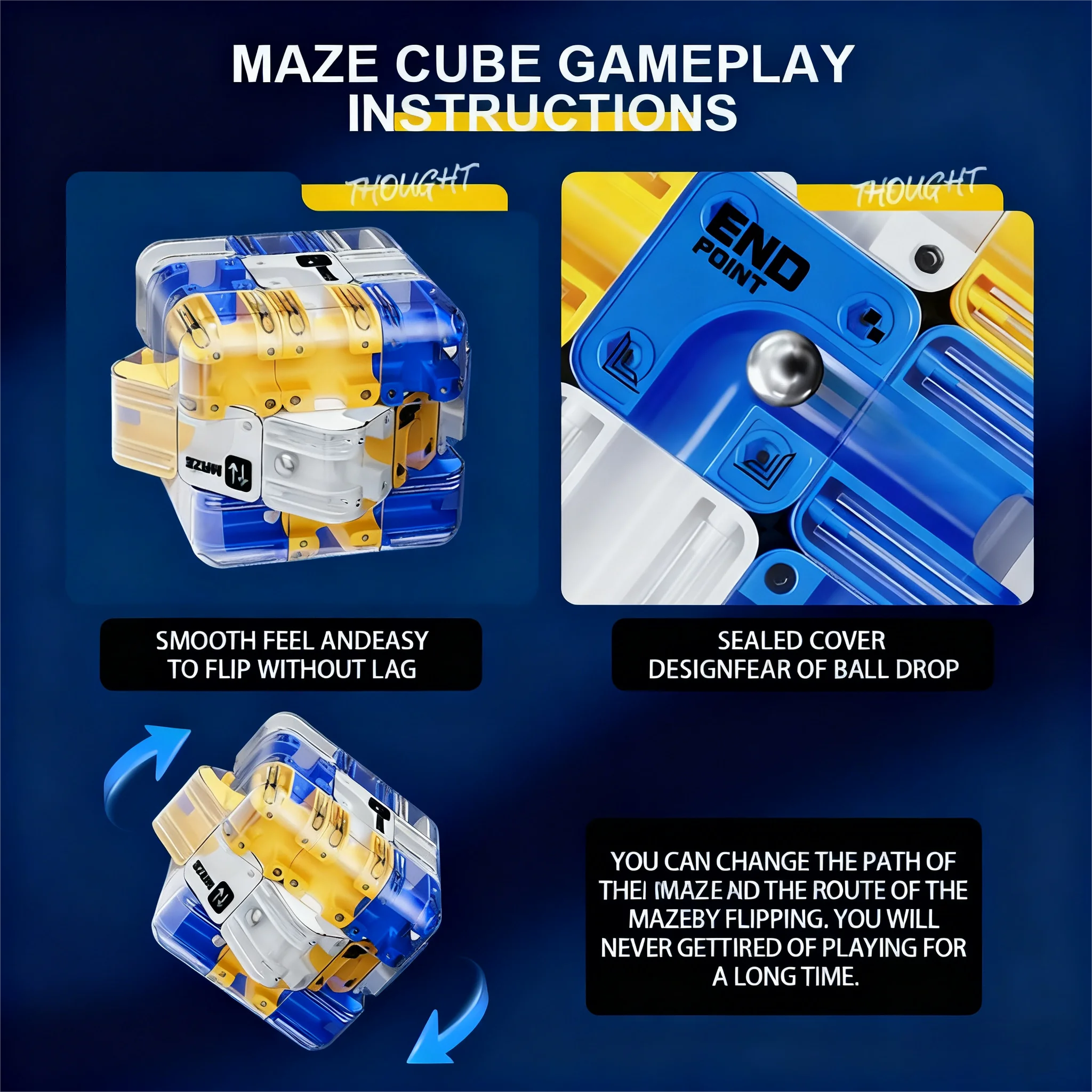 3D迷路マジックキューブパズルおもちゃ 子供向け - 透明な迷路ローリングボール知能キューブ 論理的思考 ストレス解消