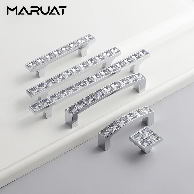 Zinc Alloy Crystal Glass Furniture Handles Kitchen Cabinets Storage Rooms Wardrobes Bedrooms Shoe Cabinets Drawer Handles