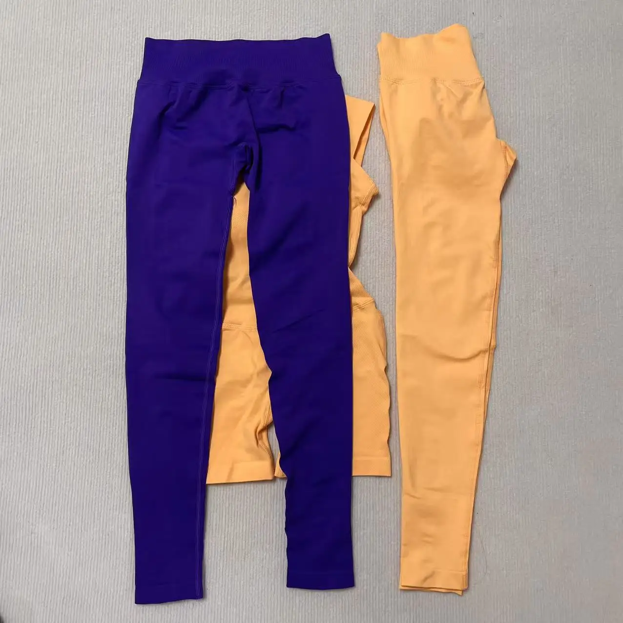 No Logo Gym Leggings Women Seamless Yoga Pants High Waist Low Ribbed Band Fitness Leggings Fitness Sweat Wicking Workout Tights
