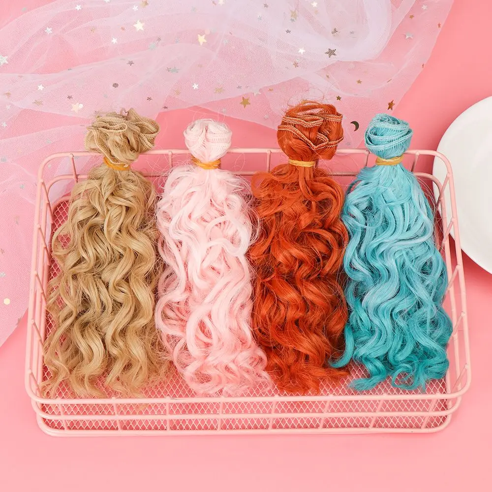 15*100cm Fashion Mini Tresses Doll Hair 1/6 1/4 1/3  High-Temperature Curly Wigs Screw Periwig Toy Toupee Kids Gifts Accessories