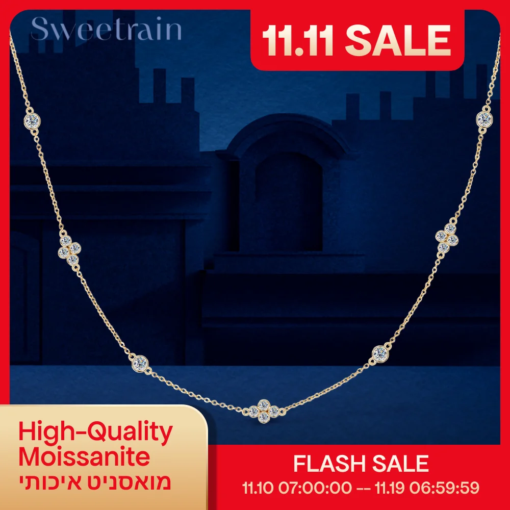 

Sweetrain стерлингового серебра 925 пробы колье ожерелья 3 мм муассанит клевер ожерелье для женщин цепочка на шею женские ювелирные изделия подарок