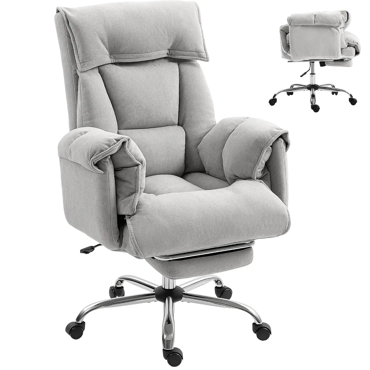 Swivel Computer Desk Chair, High Folding Back, Thick Cushion, Padded Armrest, Adjustable Height, Rolling Wheels
