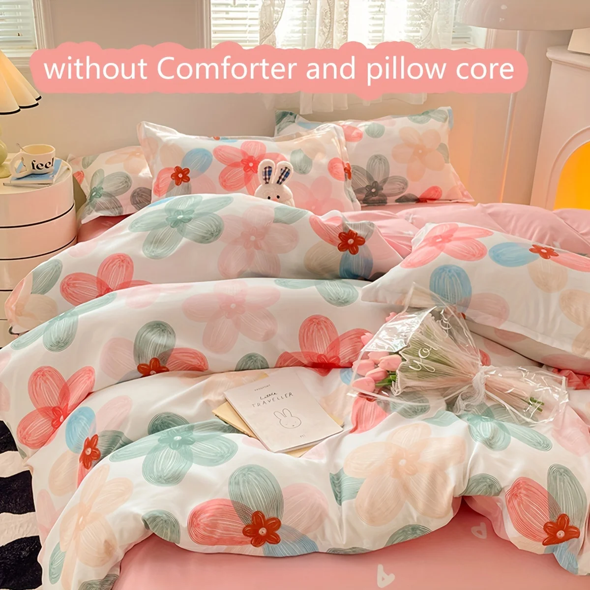 3pcs Fashion Simple Colorful Life Printed Duvet Cover Set, (1 Duvet Cover + 2 Pillowcases, No Comforter or Pillow Inserts)