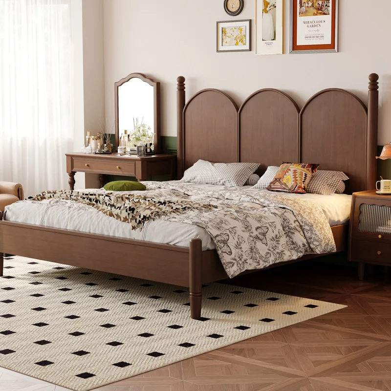 Nordic solid wood bed modern simple 1.5M1.8M double bed medium and ancient wind bed