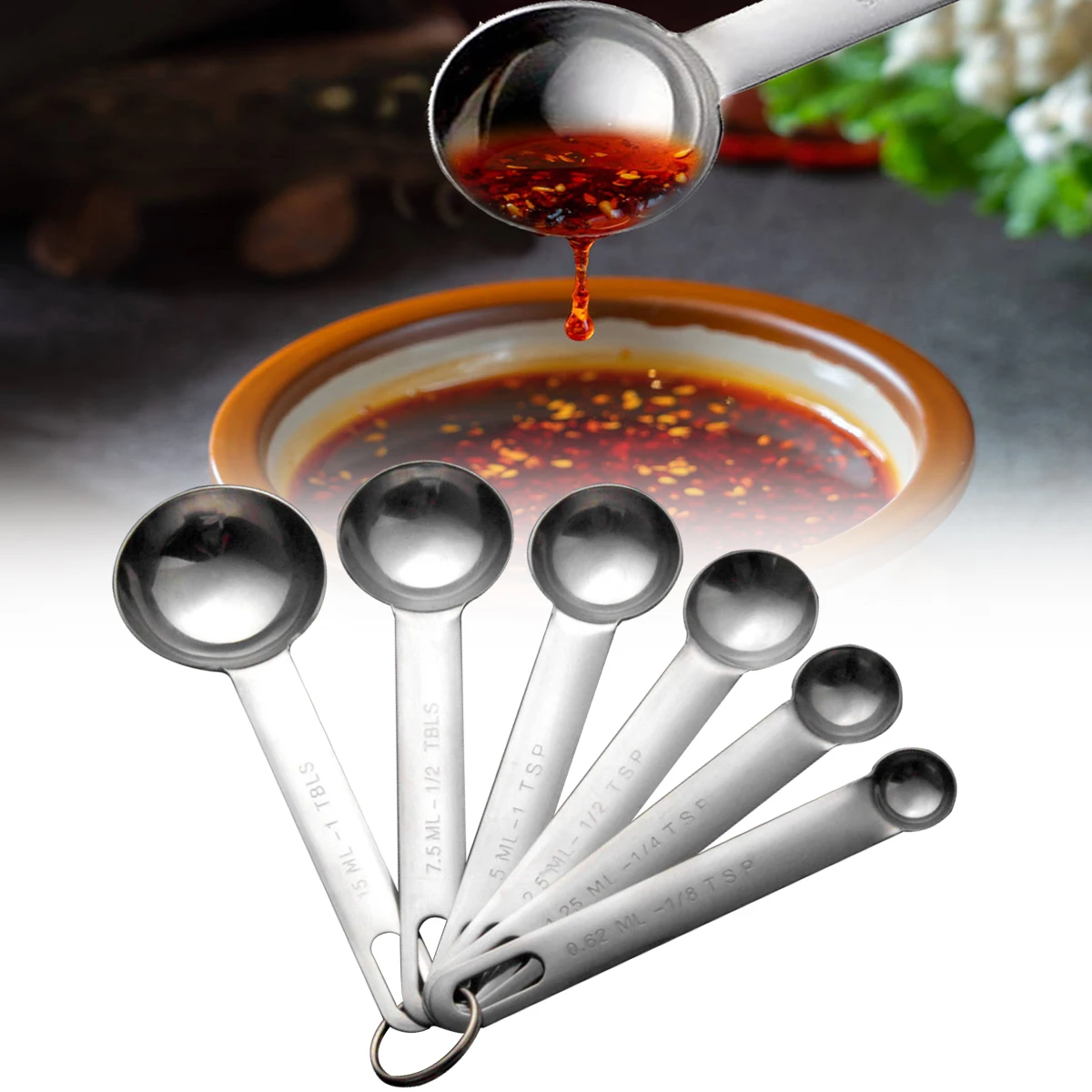 Stainless Steel Measuring Spoon Six 6 Piece Set Baking Measuring Spoon Measuring Cup Coffee Measuring Spoon Milk Powder Salt Con