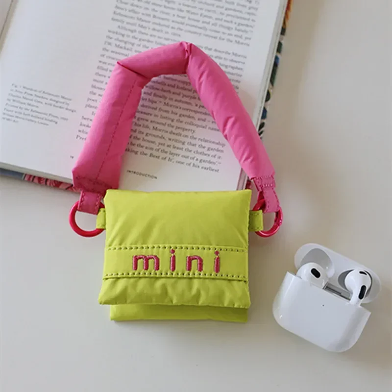 Fashion Square Super Mini Dtorage Bags for Girls Earphone Headphone Cloth Organizer Bags Rose Red Green Coin Money Pouch Bags