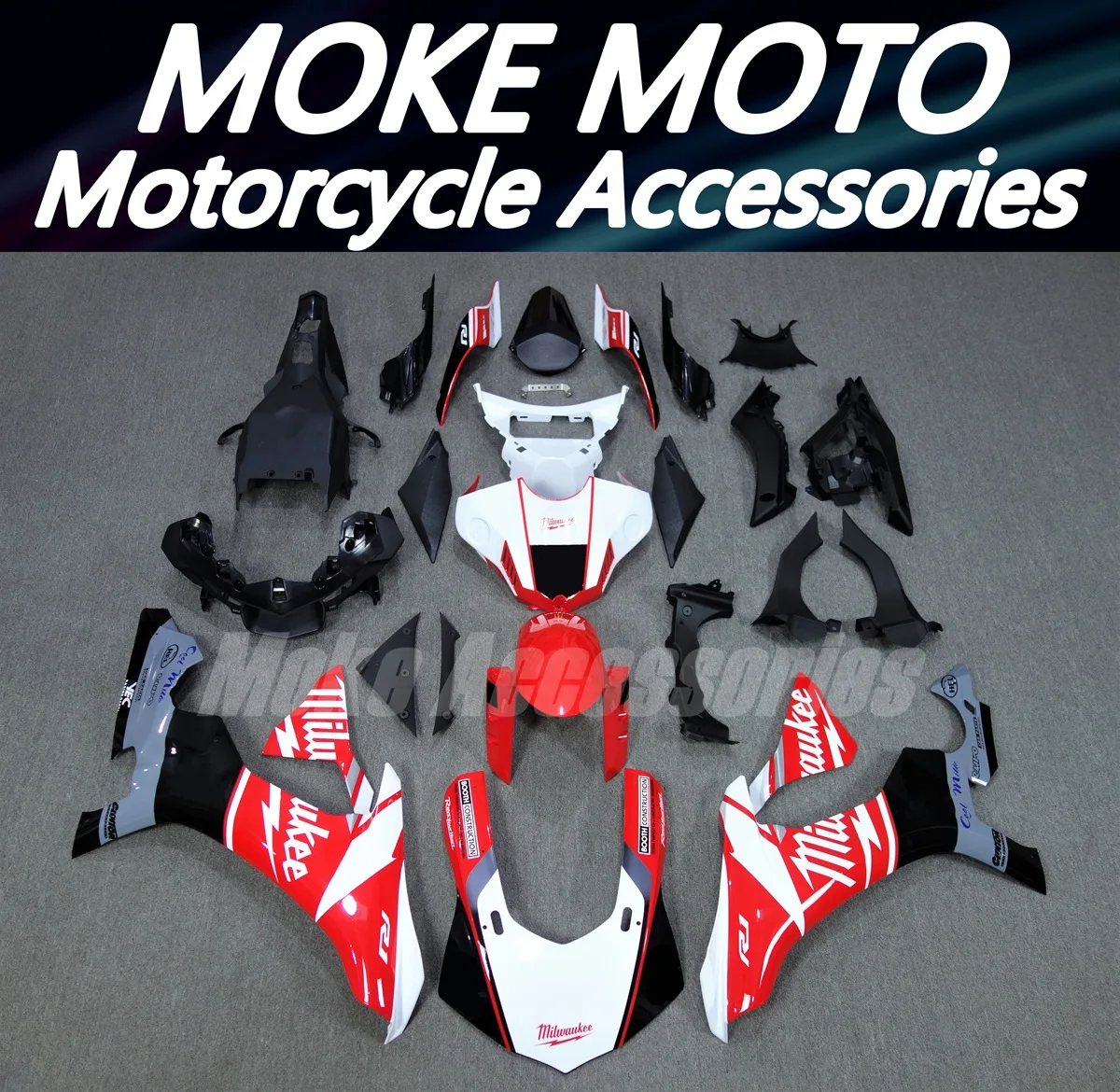 

Moke moto Motorcycle Fairings Kit Fit For Yzf R1M R1 2015 2016 2017 2018 2019 Bodywork Set Abs Injection New Red/black/White