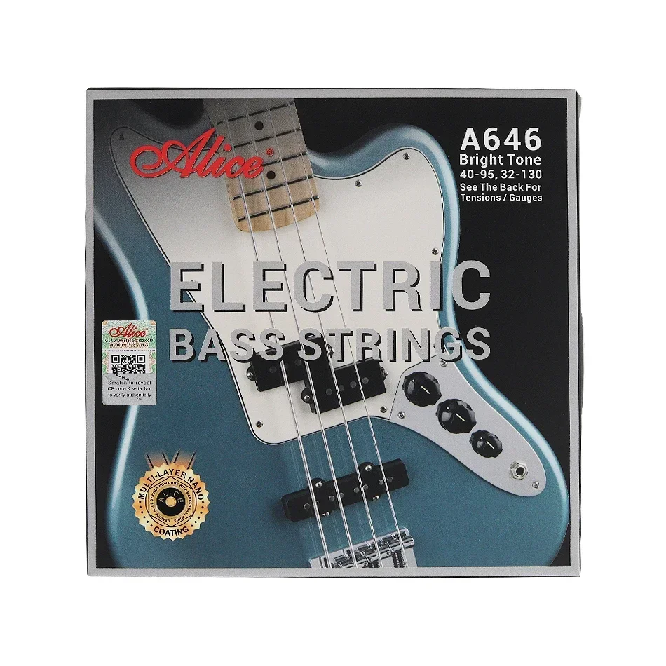 Alice A646 Multi-Nano Coating Electric Bass Strings Set 4 Strings Hexagonal Core White Nickel Alloy Winding 040-95/045-105
