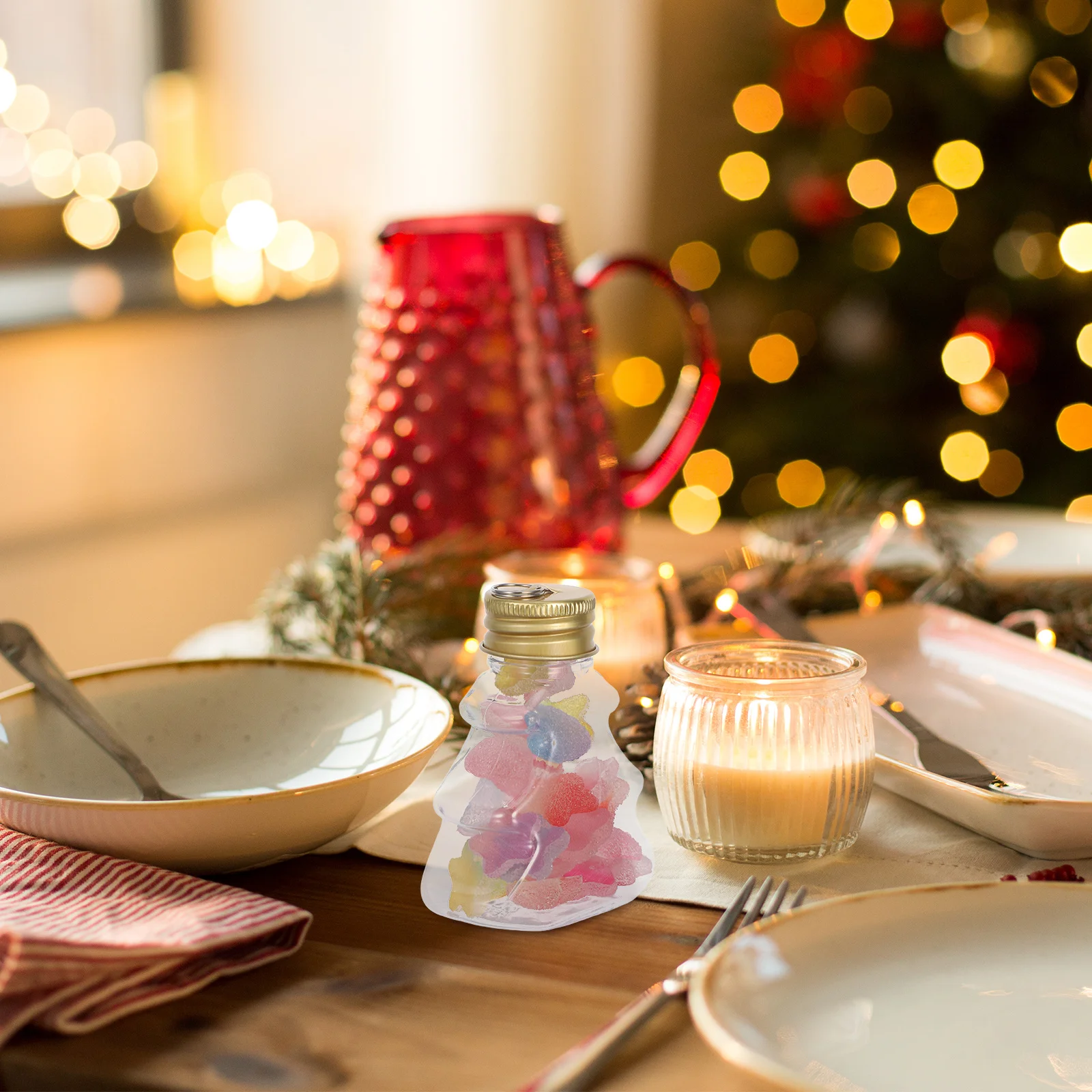 

12pcs Transparent Hanging Bottles 50Ml Tree Shaped Clear Fillable Ornament For Christmas Party Supplies Reusable Drink