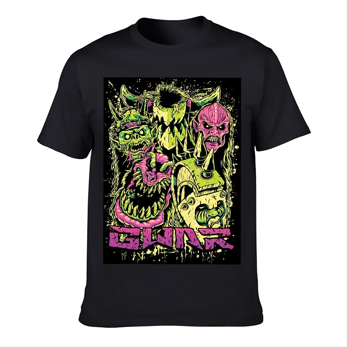 T-shirt manches courtes col rond homme, estival, en coton, avec visages du groupe Gwar, Oderus Urungus