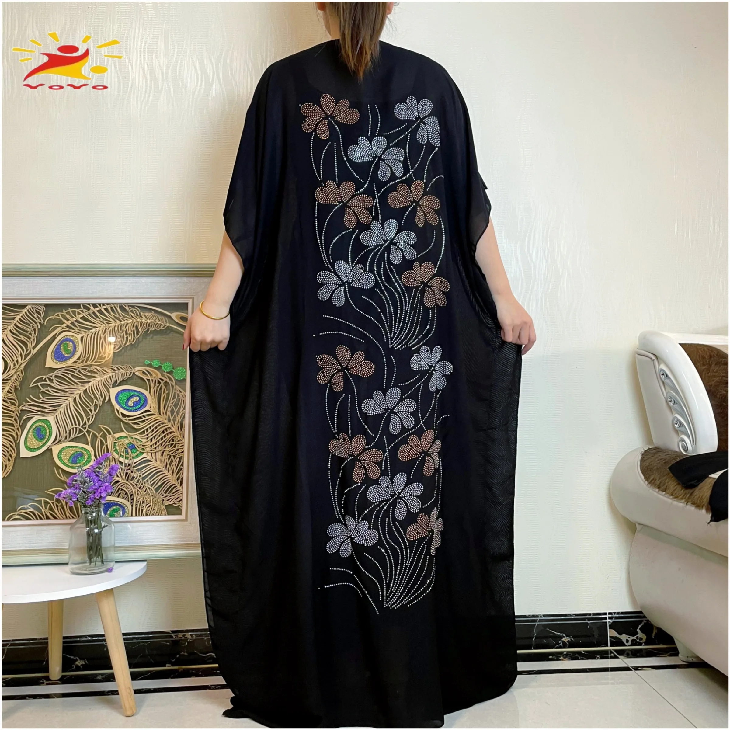 Free Shipping New Abaya Kaftan Robe Africaine Feme Dashiki Maxi Dresses For Women Loose Diamond Africa Muslim Fashion Clothing