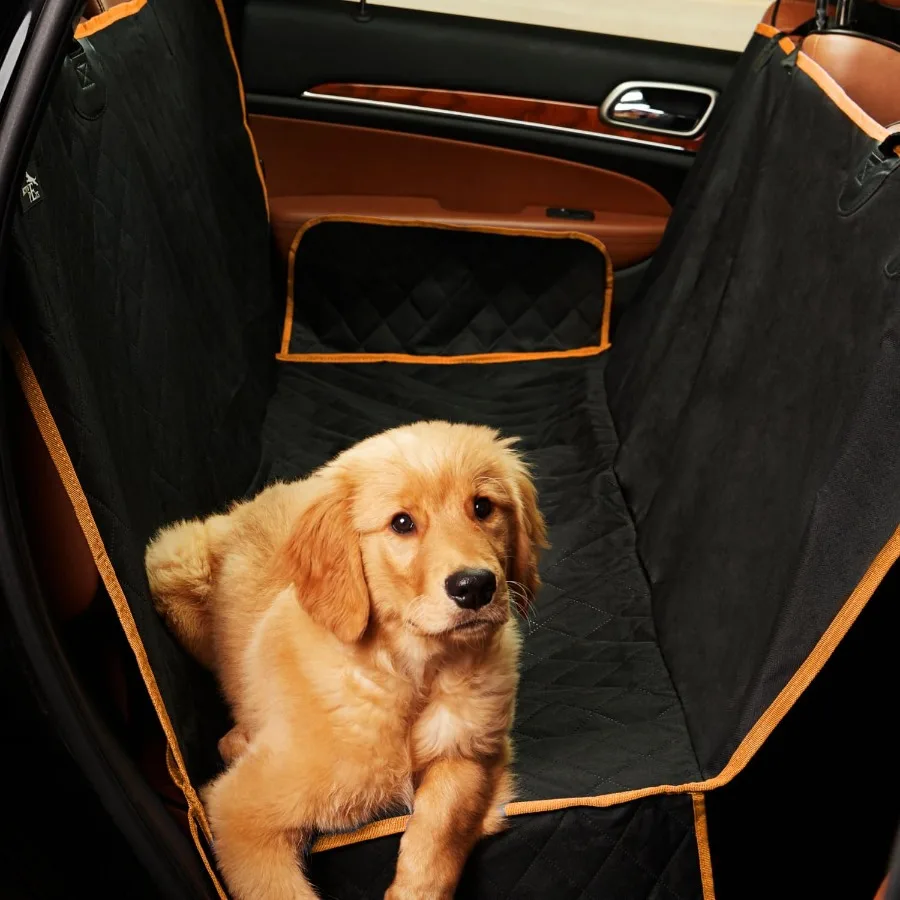 

Orange XL Dog Car Hammock Back Seat Cover Waterproof Backseat Cover Protector for Truck Bench Rear of Sedans or SUVs Essential
