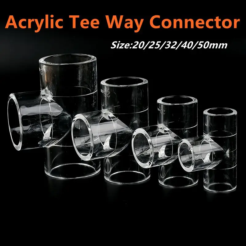 1~3PCS I.D 16~50mm Transparent Acrylic Tee Way Connector Aquarium Fish Tank Joints Garden Irrigation Supply Tube DIY Accessories